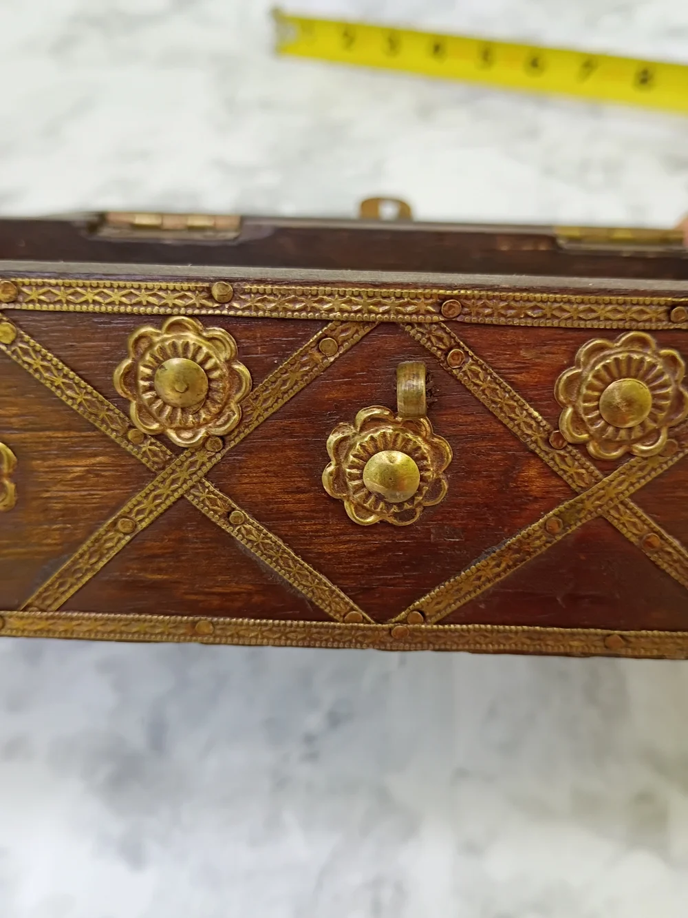 Vintage Ornate Brown Floral Dome Jewelry Chest